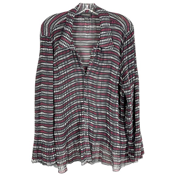 Lane Bryant Plus Size 18W 20W Top Black Red Gray Accordion Pleated Chiffon 1600 - Picture 11 of 11